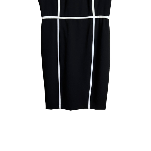 Calvin Klein Black Sheath White Piped Colorblock Sleeveless Dress Size 8 - Picture 4 of 10